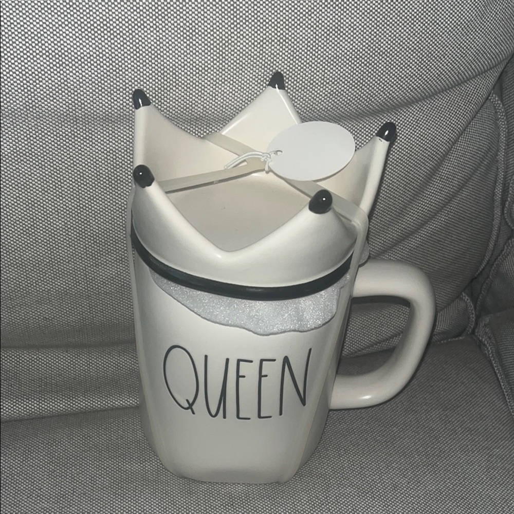 Rae Dunn Queen Ceramic Crown Mug - White